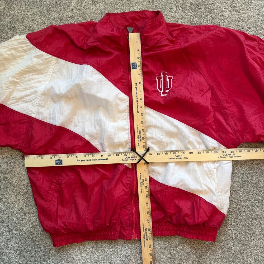 Vintage Red Oak Indiana University IU Hoosiers Windbreaker Jacket Red White XL